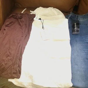 3 Brand New with Tags Shein Pants S/M Jeans, Cargo, brown Lounge Pants